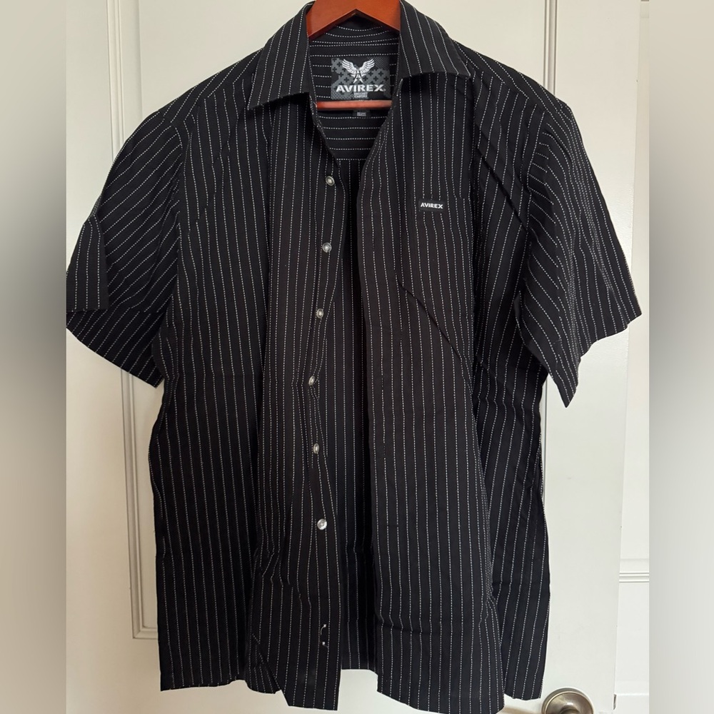 Avirex Men’s Black Button Down Shirt - XL